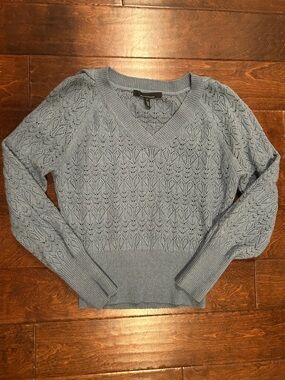 WHBM Blue V-Neck Sweater, Super Soft